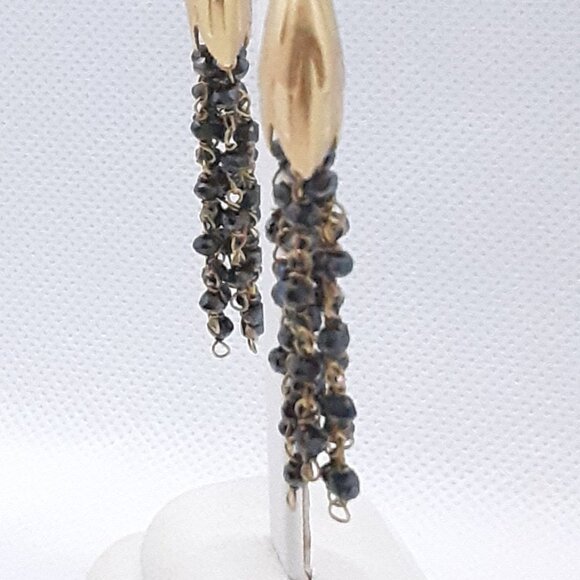 Designer Rebecca Hook yellow vermeil leaf chain post earrings - Picture 4 of 15